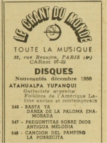 Discos Chant du Monde 1950